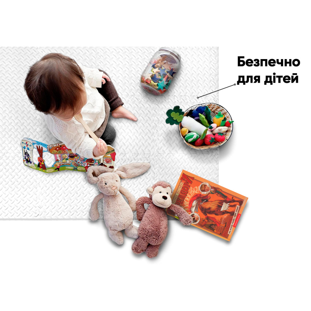 Мат-пазл EasyFit SwallowTail EVA 120х120х1 см татамі ластівчин хвіст Білий (EF-1950-W)