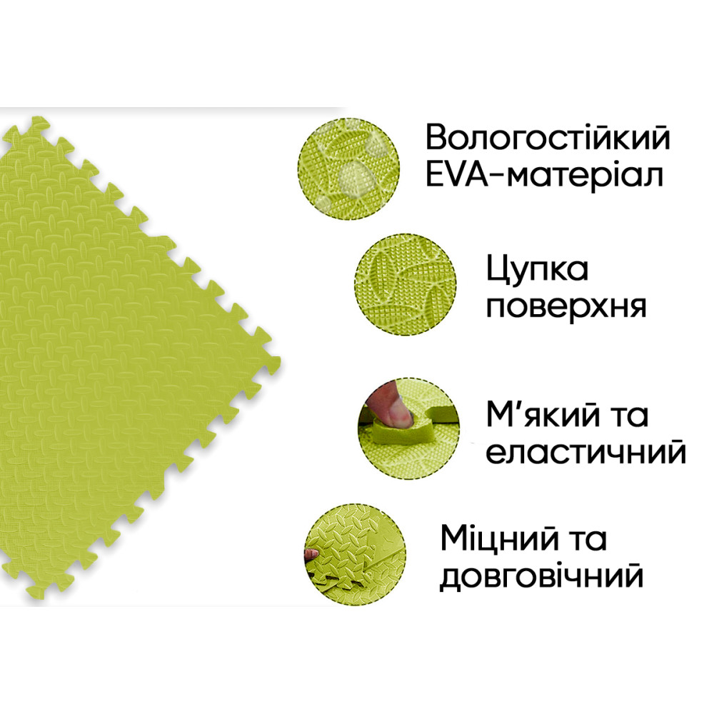 Мат-пазл EasyFit SwallowTail EVA 120х120х1 см татами ласточкин хвост Желтый (EF-1950-Y)