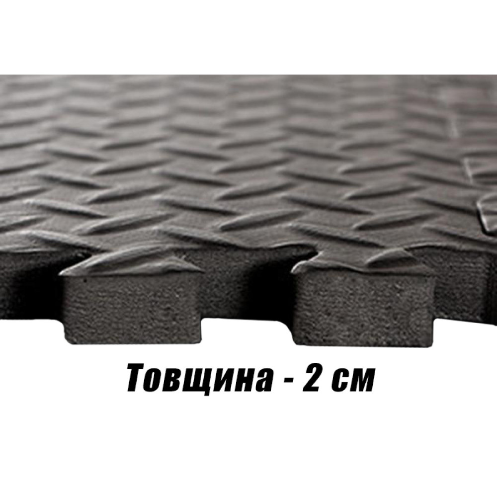 Мат-пазл EasyFit SwallowTail-2 EVA 120х120х2 см татамі ластівчин хвіст Чорний (EF-1960-BK)