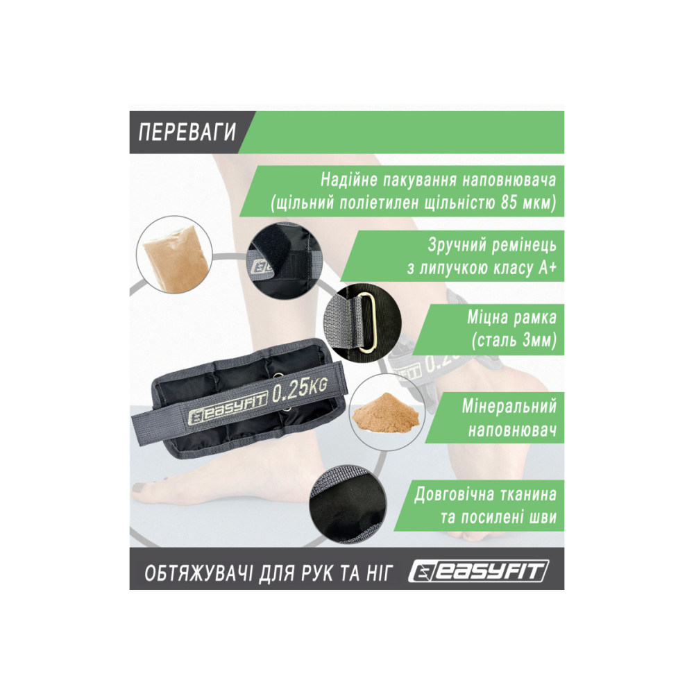 Утяжелители EasyFit i-Lite для ног и рук 2 шт по 0.25 кг (EF-WHT-0.25)