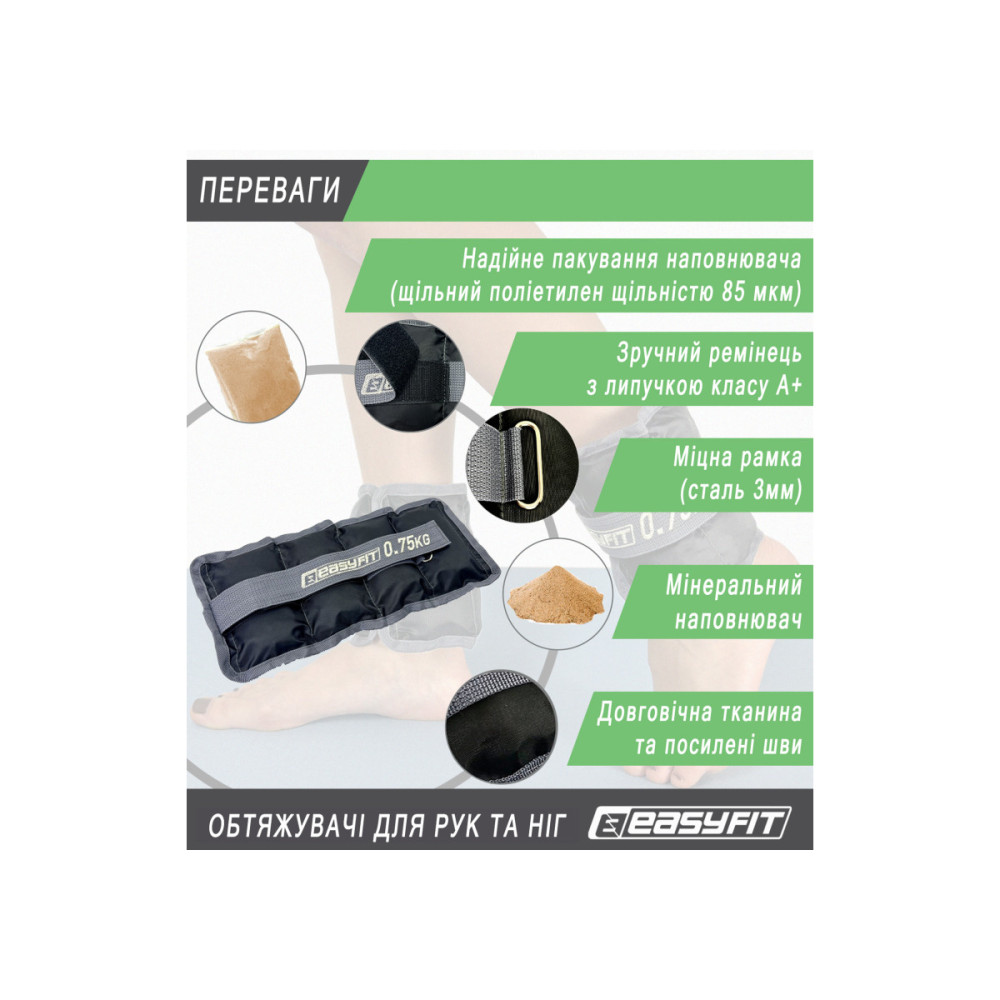 Обтяжувачі EasyFit 2 х 0,75 кг для ніг та рук (EF-WHT-0.75)