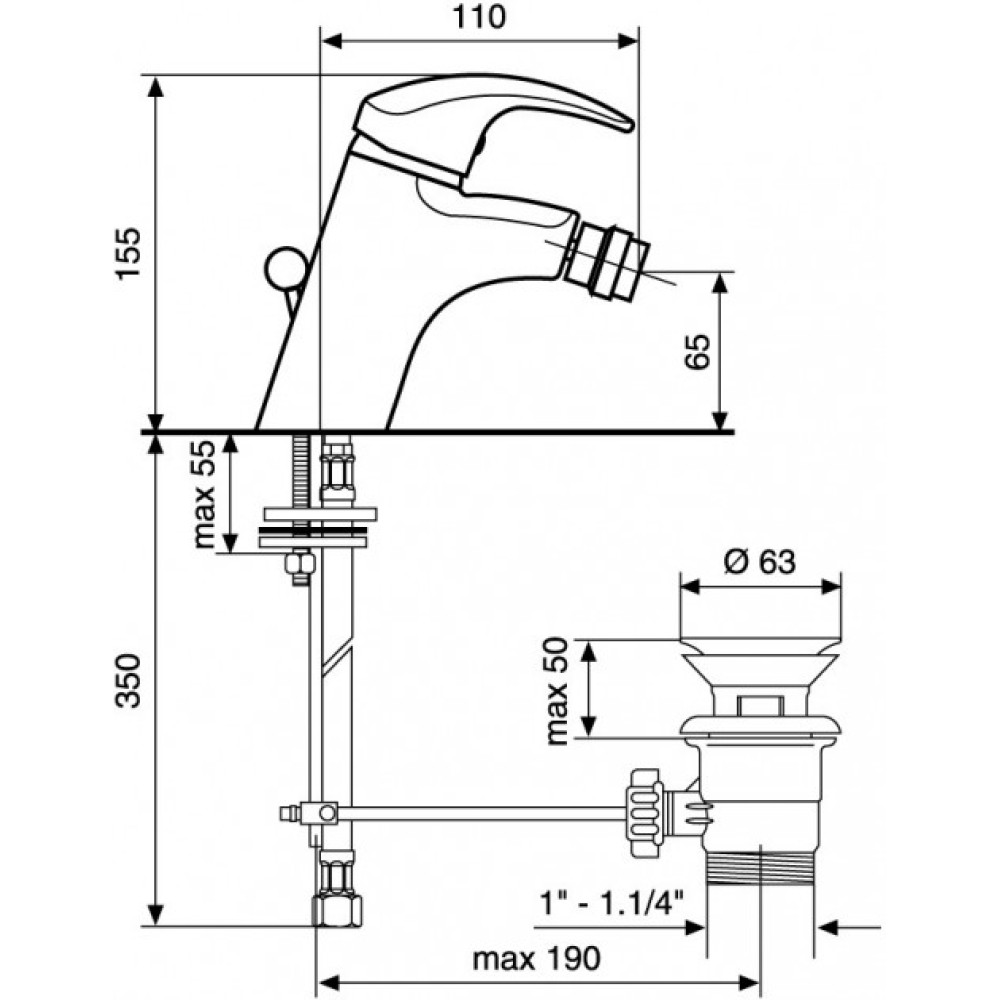 Змішувач для біде EMMEVI LUXOR CO7004R