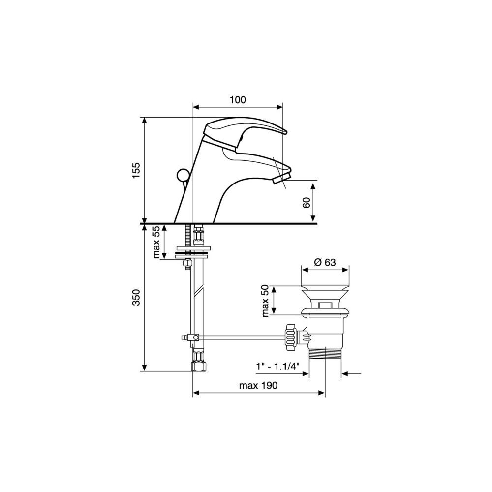 Змішувач для умивальника EMMEVI ANUBIS BR7003R