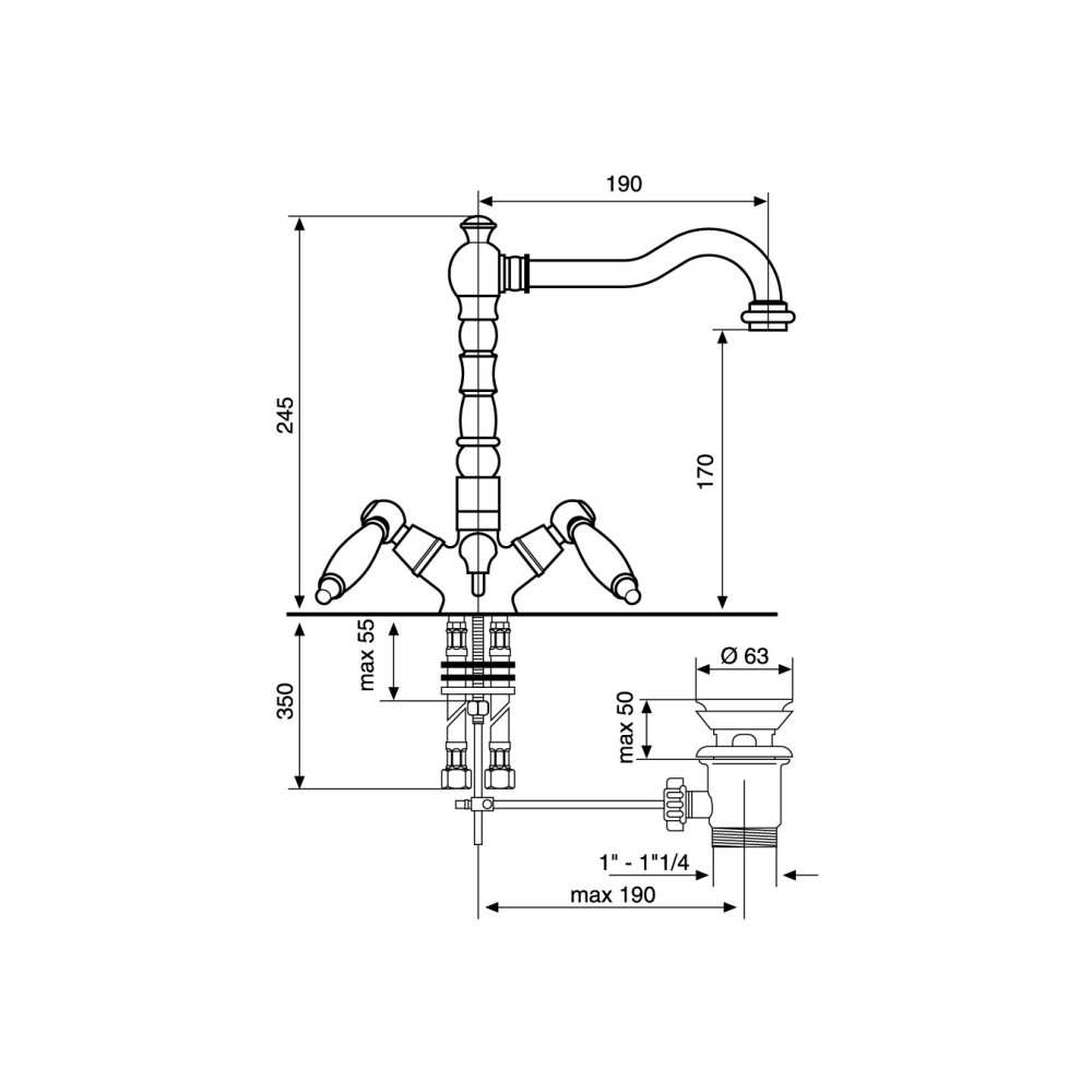 Змішувач для умивальника EMMEVI DECO ceramica BR121613