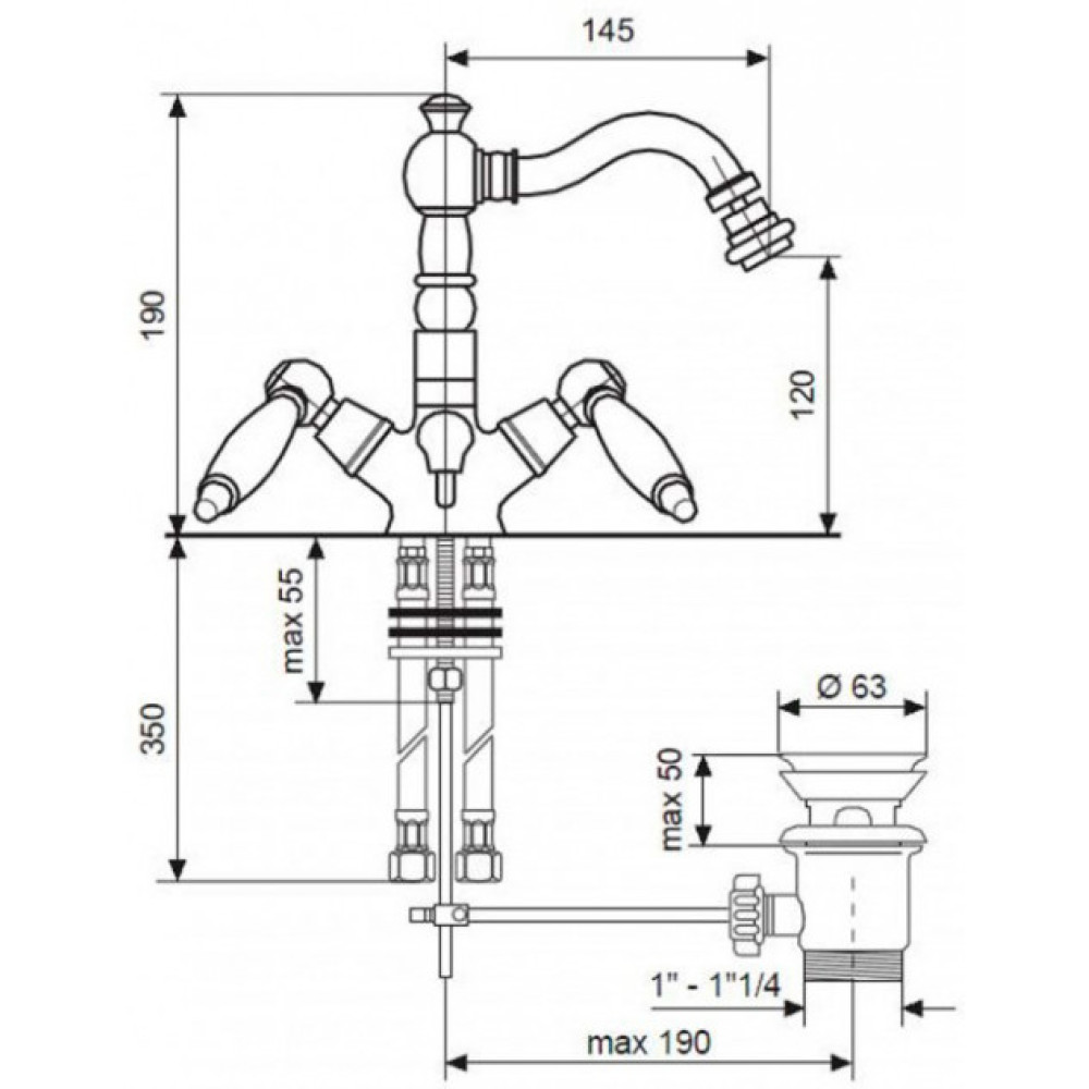 Змішувач для умивальника EMMEVI Deco Ceramica BR121615