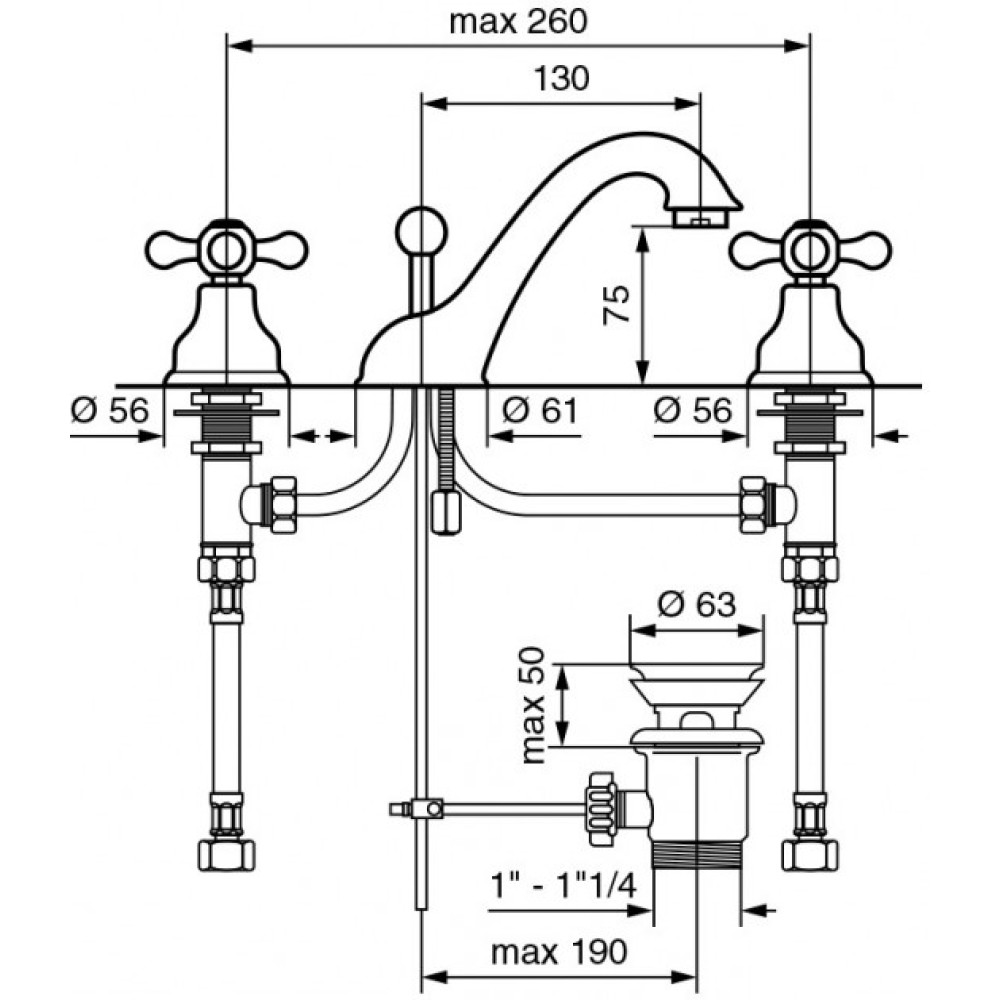 Змішувач для умивальника EMMEVI DECO Classic BR12033