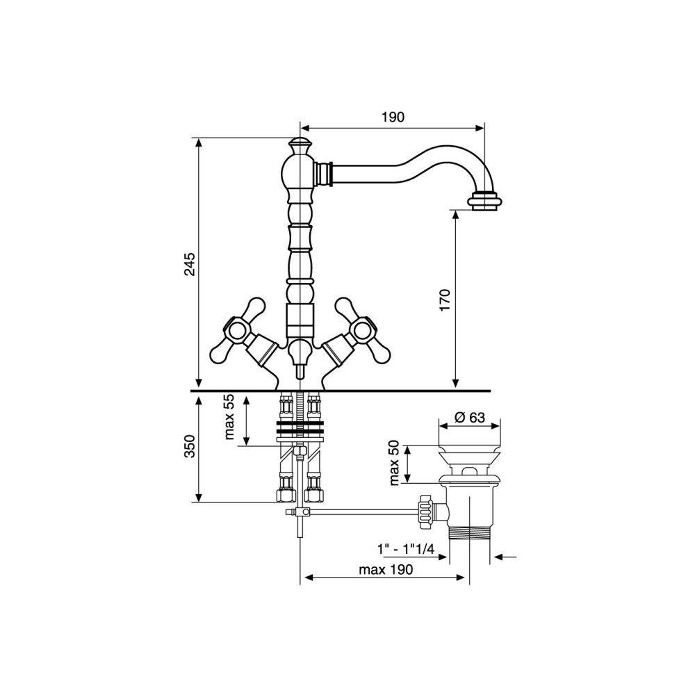 Змішувач для умивальника EMMEVI DECO old BR12613