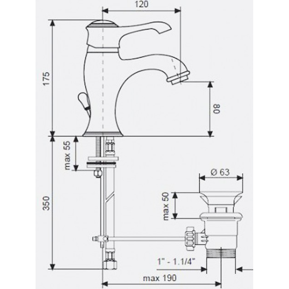 Змішувач для умивальника EMMEVI TIFFANY BC6003