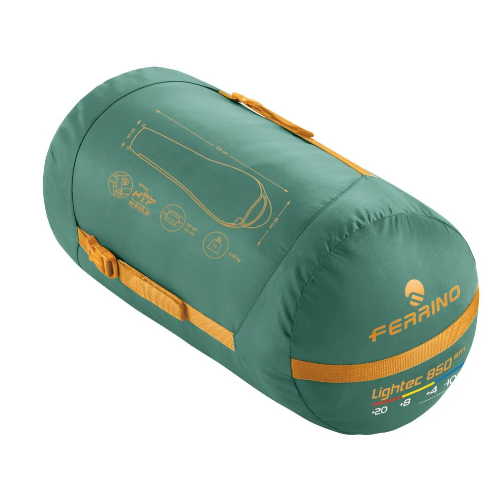 Спальний мішок Ferrino Lightec SM 850/+4°C Green/Yellow Left (86651IVV)