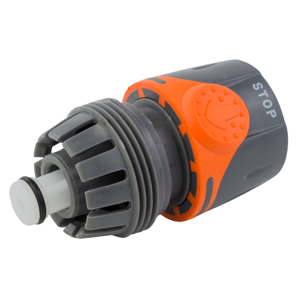 Коннектор 1/2" Flora быстросъемный для шланга 3/4" аквастоп (ABS+TPR) (5015514)