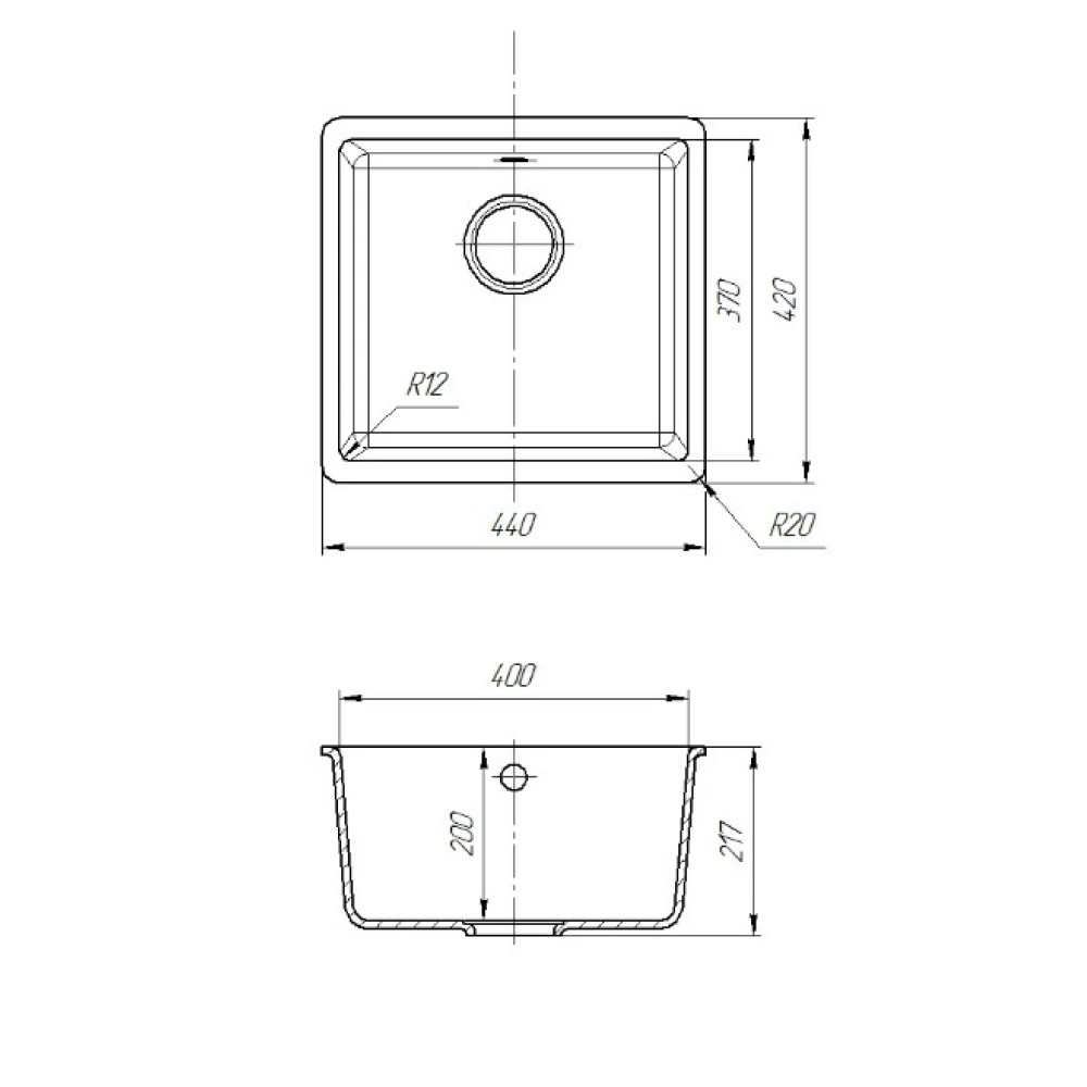 Кухонна мийка Romzha Mira U-400 Antracit (901) RO43468