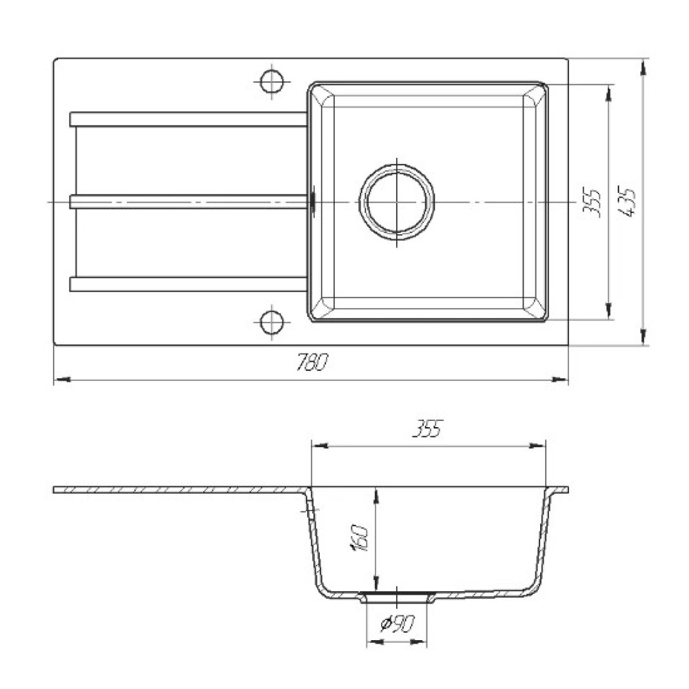 Кухонна мийка Romzha Quadro Biela (101) RO48683