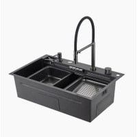 Кухонная мойка Gappo GS7547-19 + смеситель + сифон + колландер + дозатор + омыватель стаканов