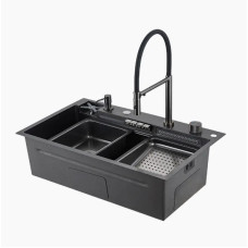 Кухонная мойка Gappo GS7547-19 + смеситель + сифон + колландер + дозатор + омыватель стаканов