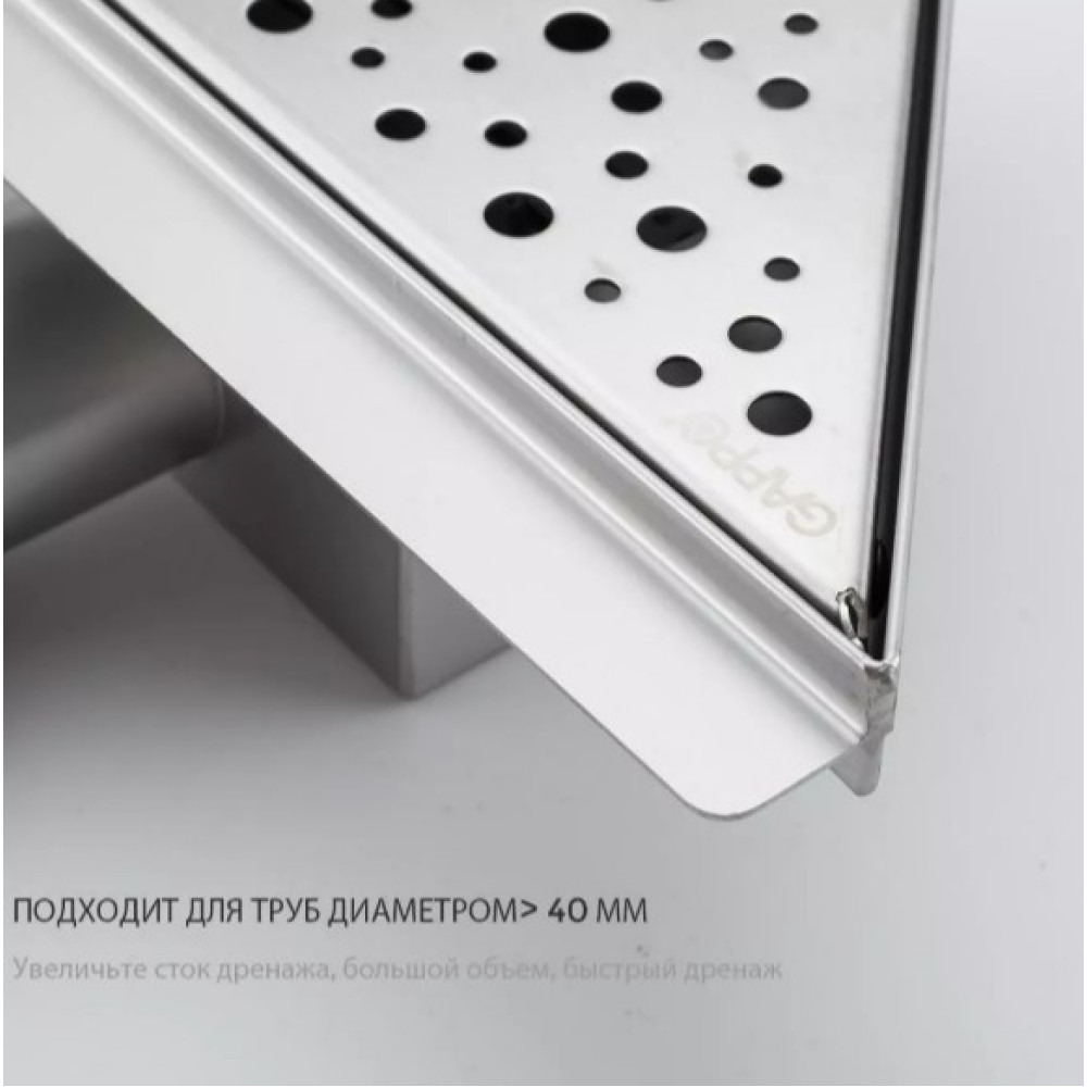 Кутовий трап для душу Gappo нержавіюча сталь, 200x200 мм G82020-1