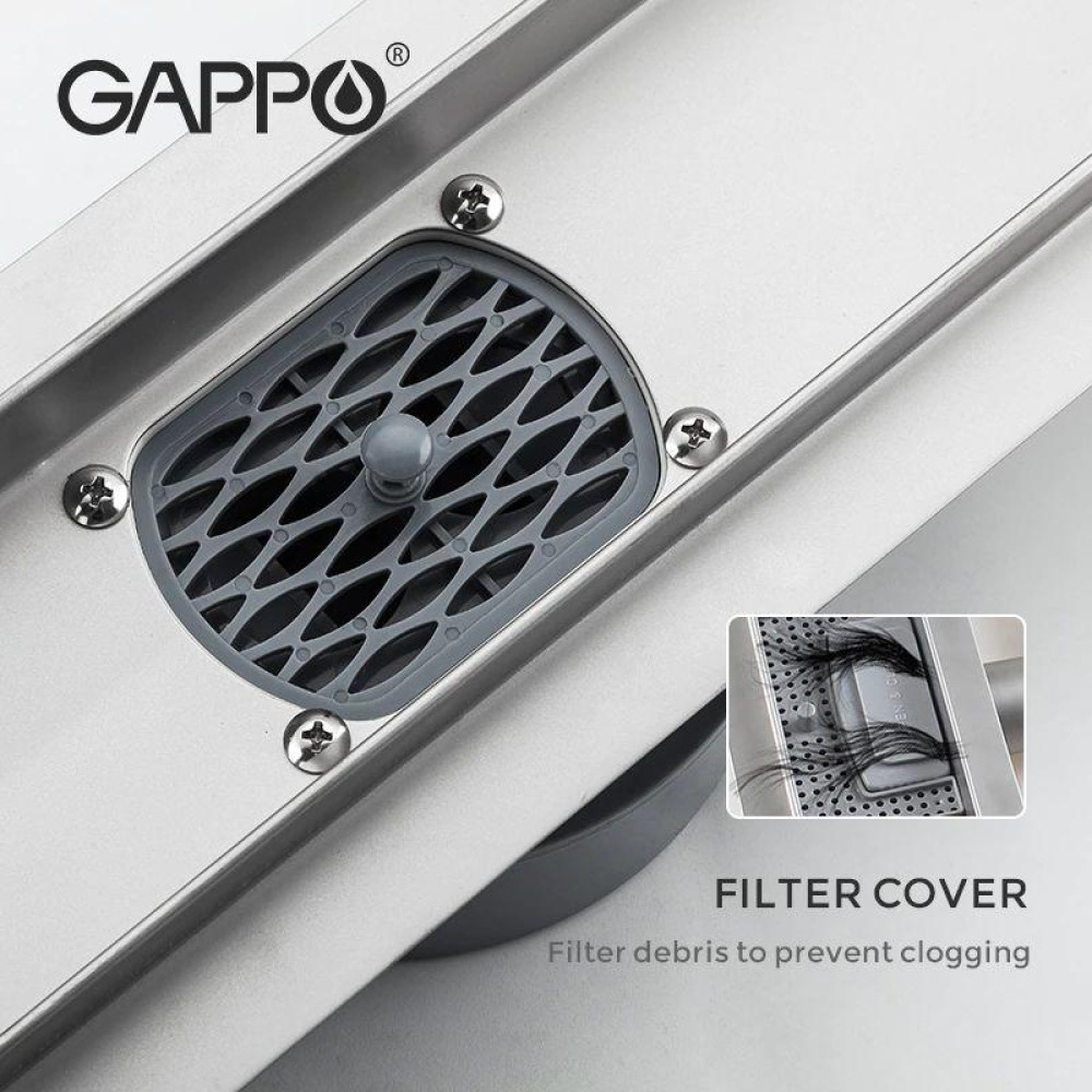 Душевой канал Gappo G89007-4 70х900 мм нержавеющая сталь под плитку