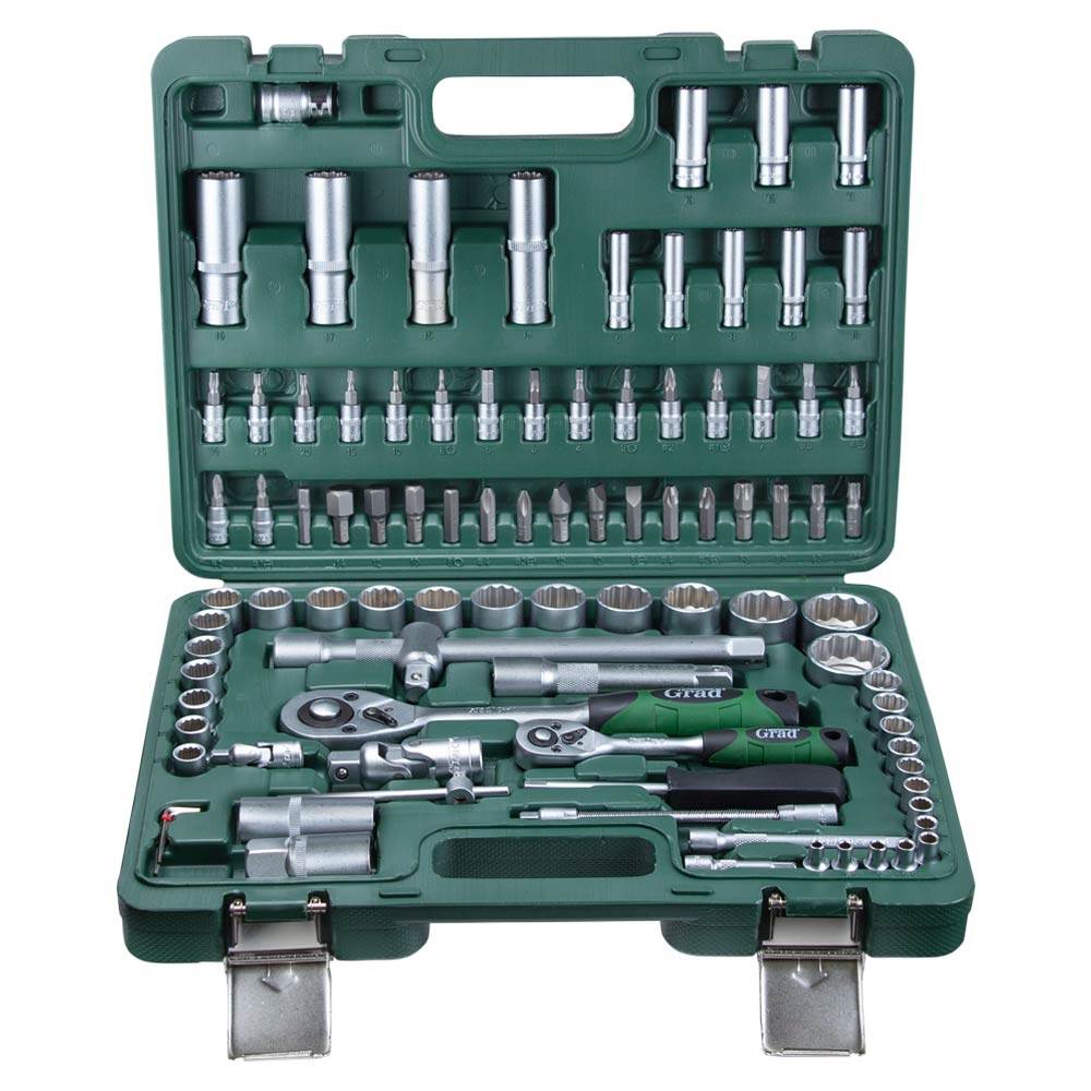 Набор торцевых насадок и бит Grad 1/4", 1/2" 94 шт (12 граней) (6004565)