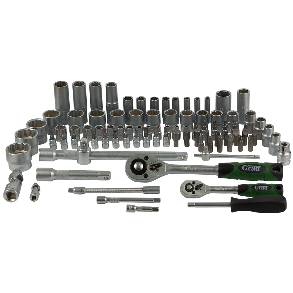 Набор торцевых насадок и бит Grad 1/4", 1/2" 94 шт (12 граней) (6004565)