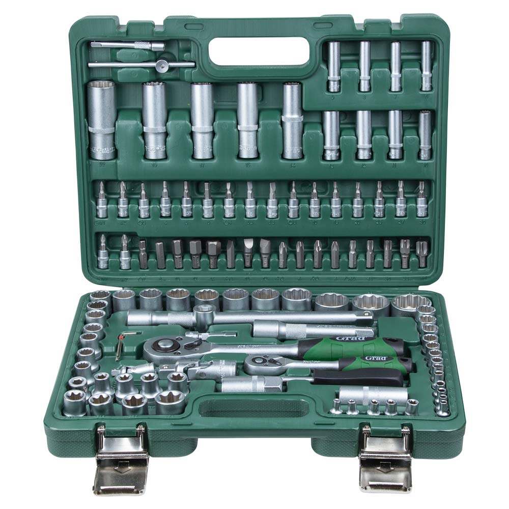 Набор торцевых насадок и бит Grad 1/4", 1/2" 108 шт (12 граней) (TR6004575)
