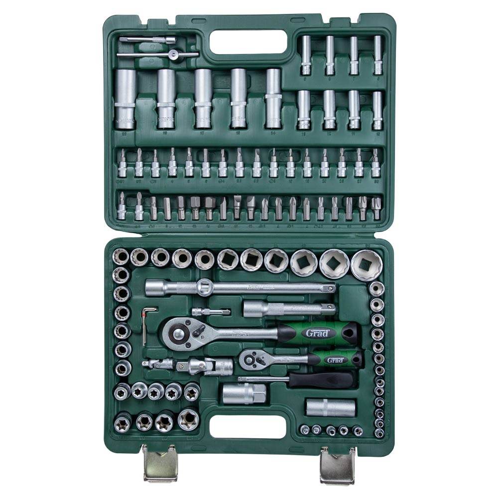 Набор торцевых насадок и бит Grad 1/4", 1/2" 108 шт (12 граней) (TR6004575)