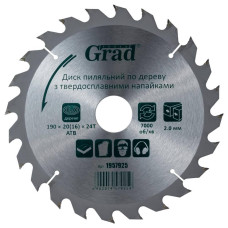 Диск пильный по дереву Grad с твердосплавными напайками 190×32(20;16)×24T (1957925)