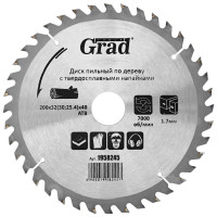 Диск пилковий по дереву Grad з твердосплавними напайками Ø200×32 (30; 25.4)×40Т 7000об/хв (1958245)