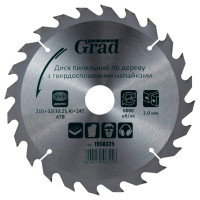 Диск пилковий по дереву Grad з твердосплавними напайками 210×32(30;25.4)×24T (1958325)