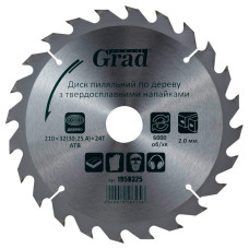 Диск пильный по дереву Grad с твердосплавными напайками 210×32(30;25.4)×24T (1958325)