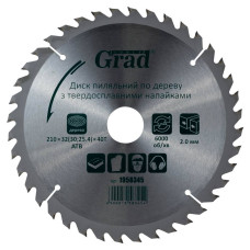 Диск пильный по дереву Grad с твердосплавными напайками 210×32(30;25.4)×40T (1958345)