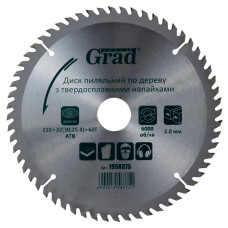 Диск пильный по дереву Grad с твердосплавными напайками 210×32(30;25.4)×60T (1958375)