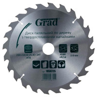 Диск пилковий по дереву Grad з твердосплавними напайками 250×32(30;25.4)×24T (1958725)