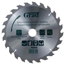 Диск пильный по дереву Grad с твердосплавными напайками 250×32(30;25.4)×24T (1958725)
