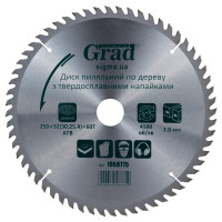 Диск пилковий по дереву Grad з твердосплавними напайками 250×32(30;25.4)×60T (1958775)