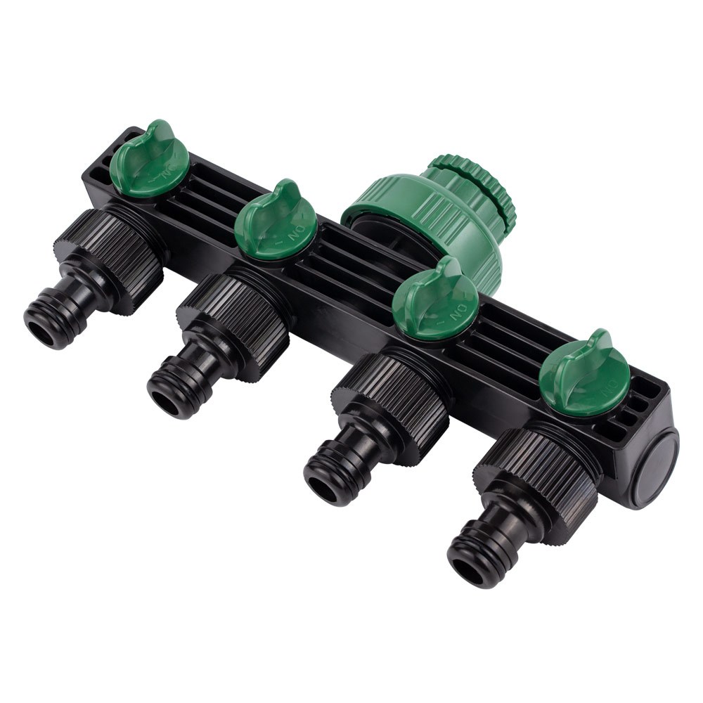 Кран распределительный с адаптерами Grad 1/2" 4-е выходы в/р 1/2"×3/4" (ABS) (5016905)