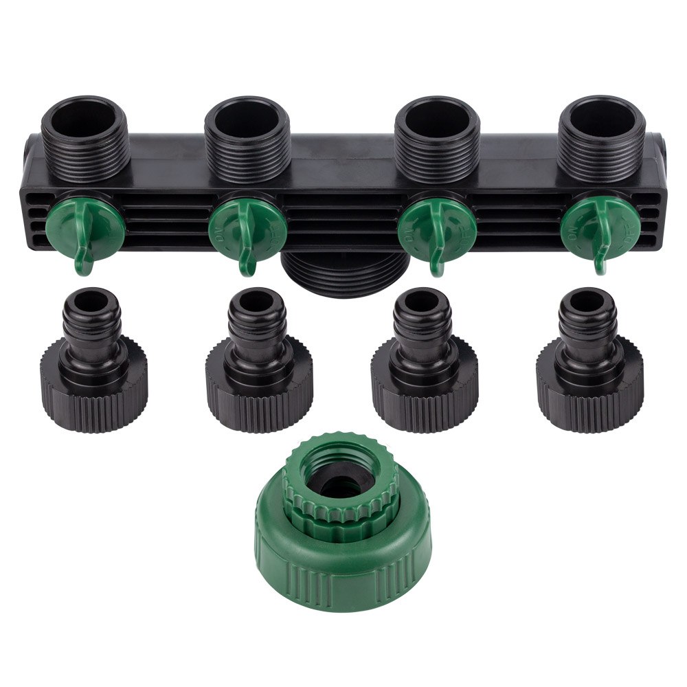 Кран распределительный с адаптерами Grad 1/2" 4-е выходы в/р 1/2"×3/4" (ABS) (5016905)