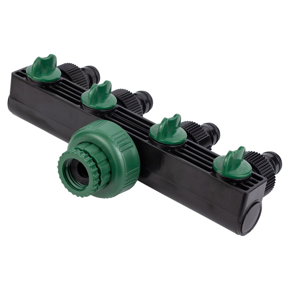 Кран распределительный с адаптерами Grad 1/2" 4-е выходы в/р 1/2"×3/4" (ABS) (5016905)