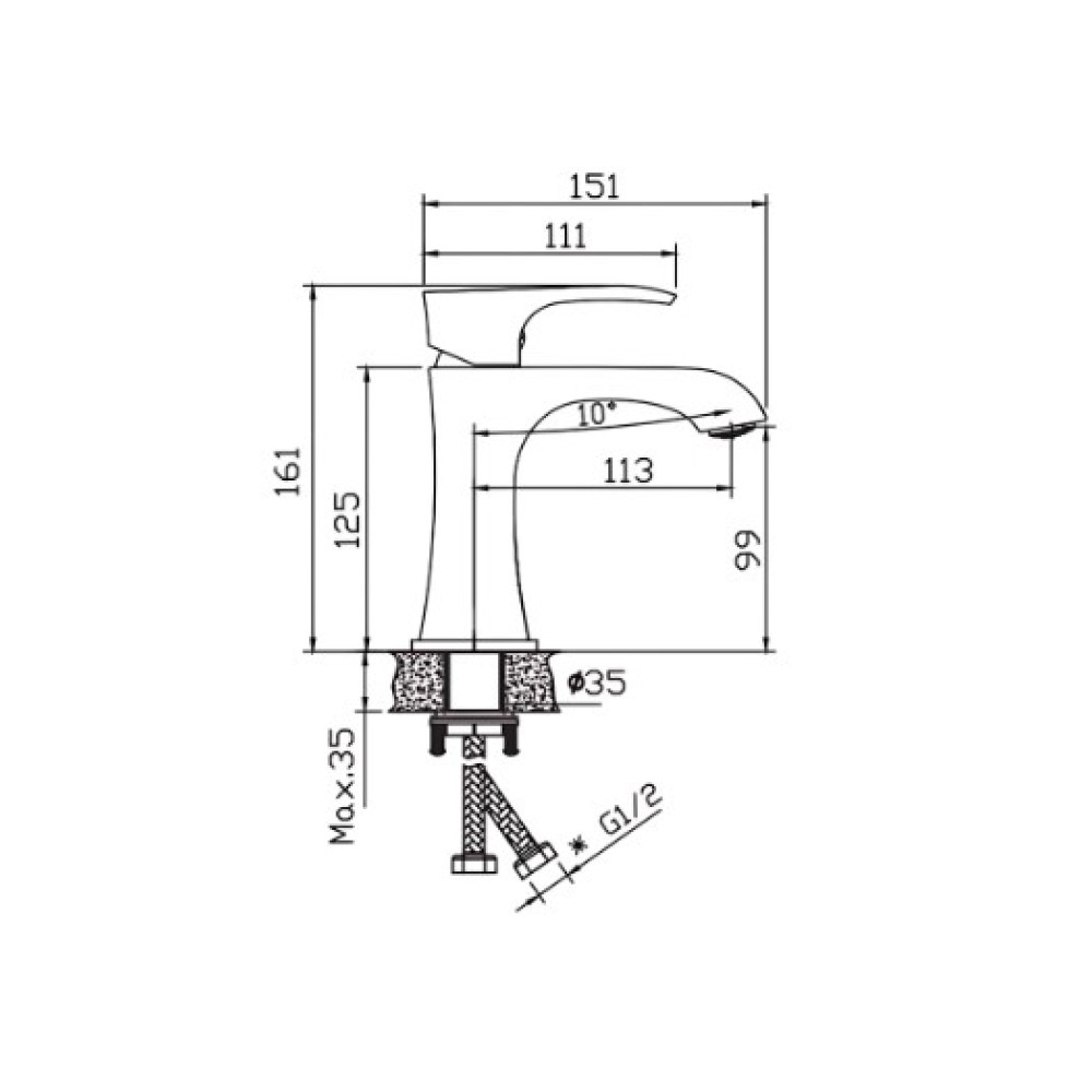 Смеситель для умывальника Haiba Monaco 001 Nut (HB9651)