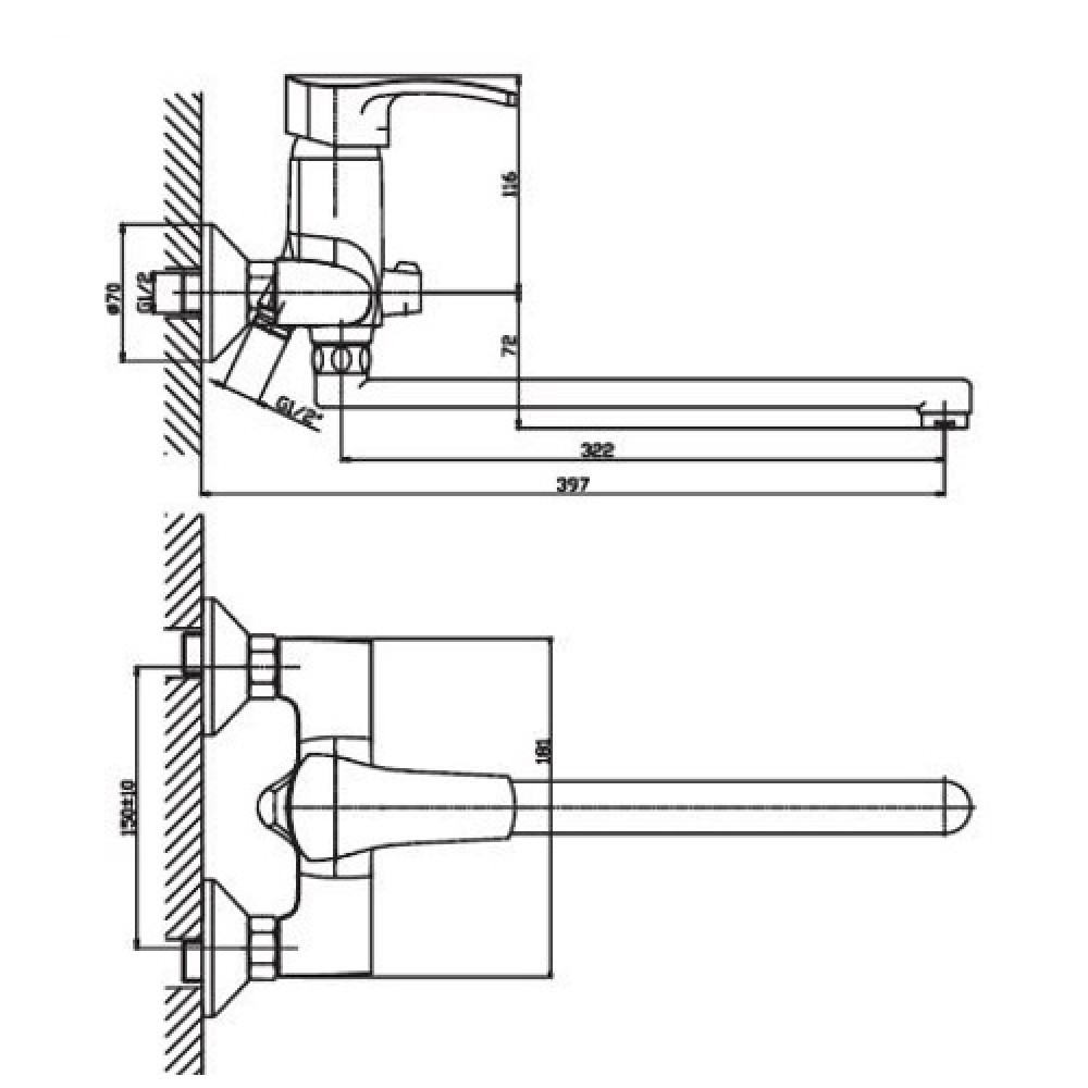 Змішувач для ванни Haiba FOCUS 006 HB0119