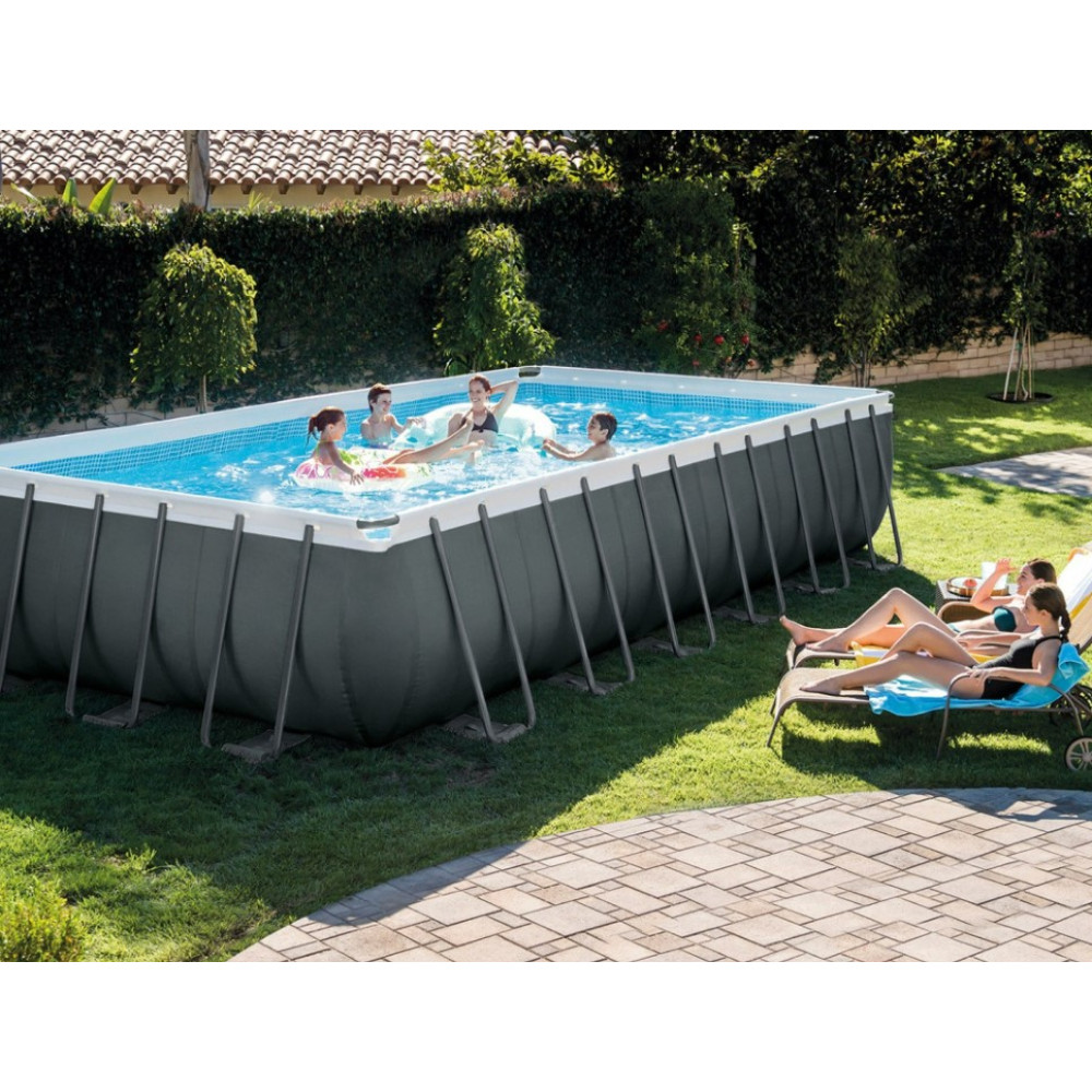 Басейн каркасний прямокутний 9 в 1 INTEX 26364GN, 732 х 366 х 132 см, темно-сірий (DM-26364GN)