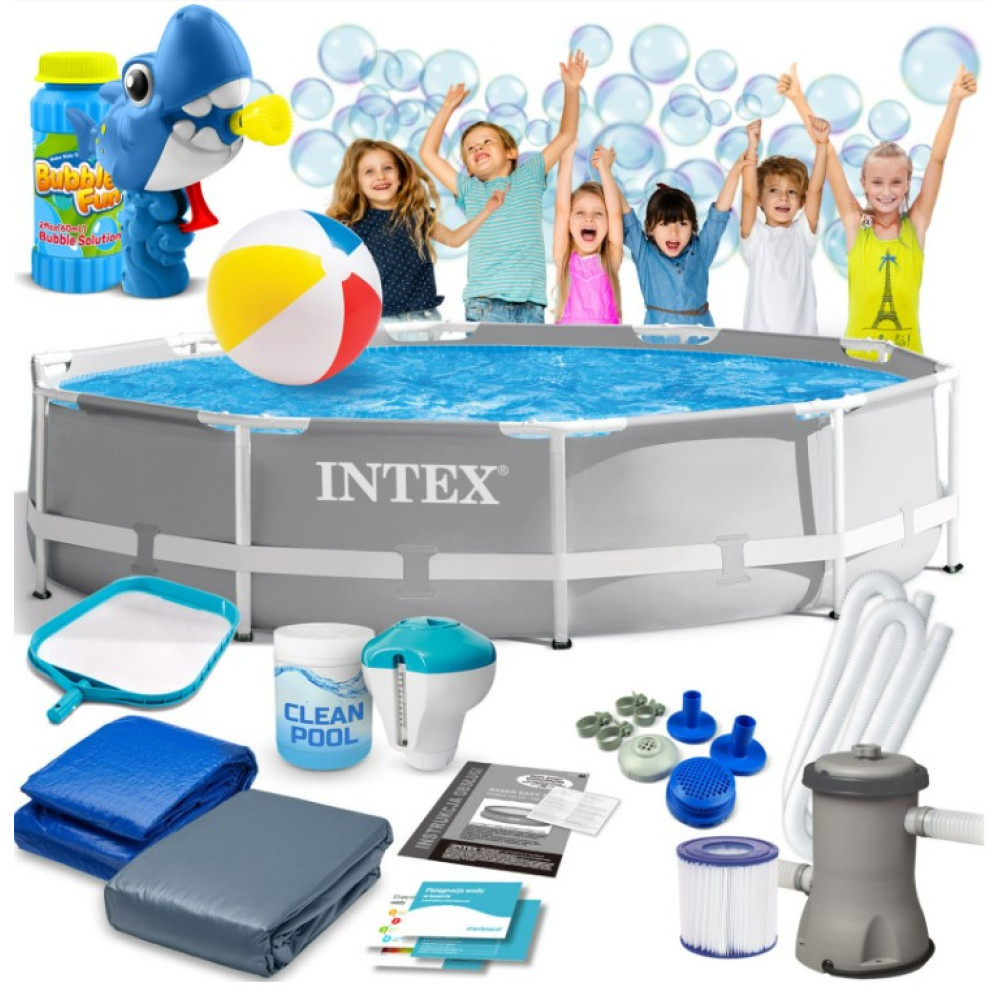 Бассейн каркасный 15 в 1 INTEX 26702 305 х 76 см + машина для создания пузырей (DM-26702-M)