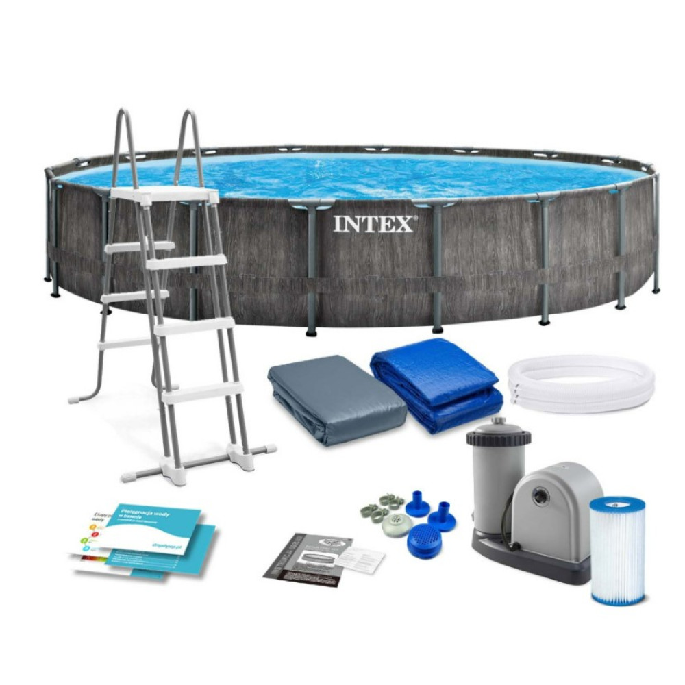 Бассейн каркасный 12 в 1 INTEX 126744 549 x 122 см, темно-серый (DM-26744)