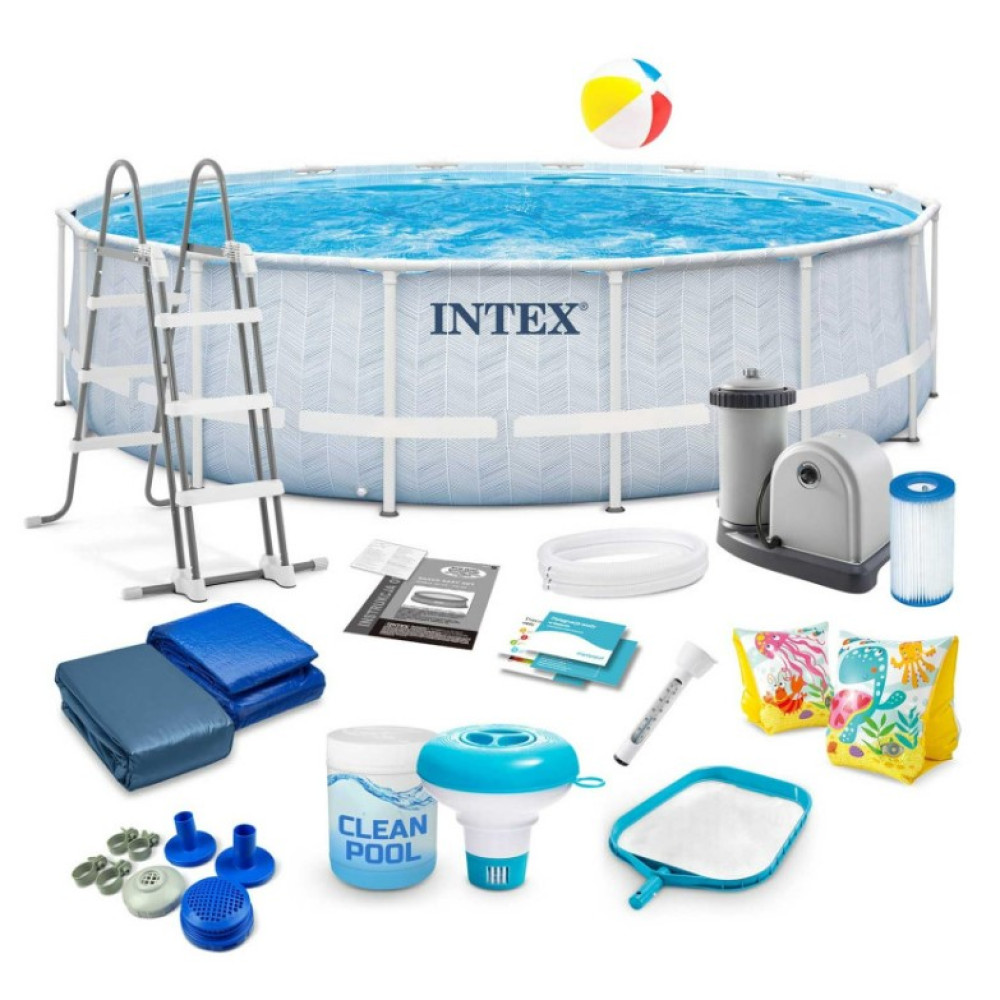 Бассейн каркасный 17 в 1 INTEX 26746, 488 х 122 см, бело-синий (DM-26746-17W1)