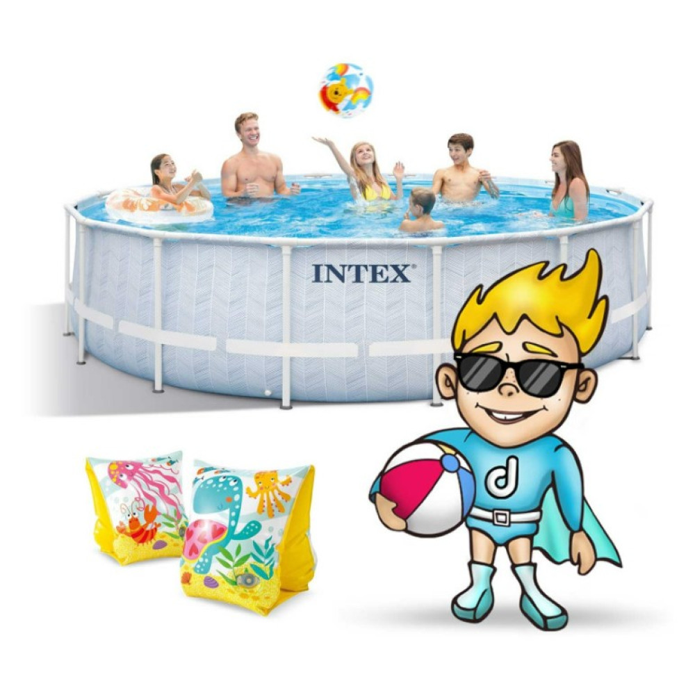 Бассейн каркасный 17 в 1 INTEX 26746, 488 х 122 см, бело-синий (DM-26746-17W1)
