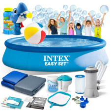 Бассейн надувной 15 в 1 INTEX 28142, 396 x 84 см + машина для создания пузырей (DM-28142-M)