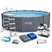 Бассейн каркасный 11 в 1 Intex 478 см (26384) серый (M-5586642)