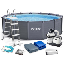 Бассейн каркасный 11 в 1 Intex 478 см (26384) серый (M-5586642)
