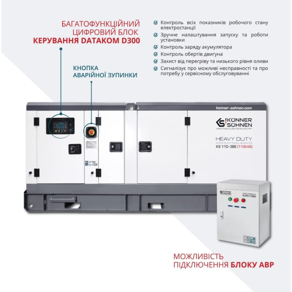 Генератор дизельный Konner&Sohnen 100/110 кВт KS 110-3BE