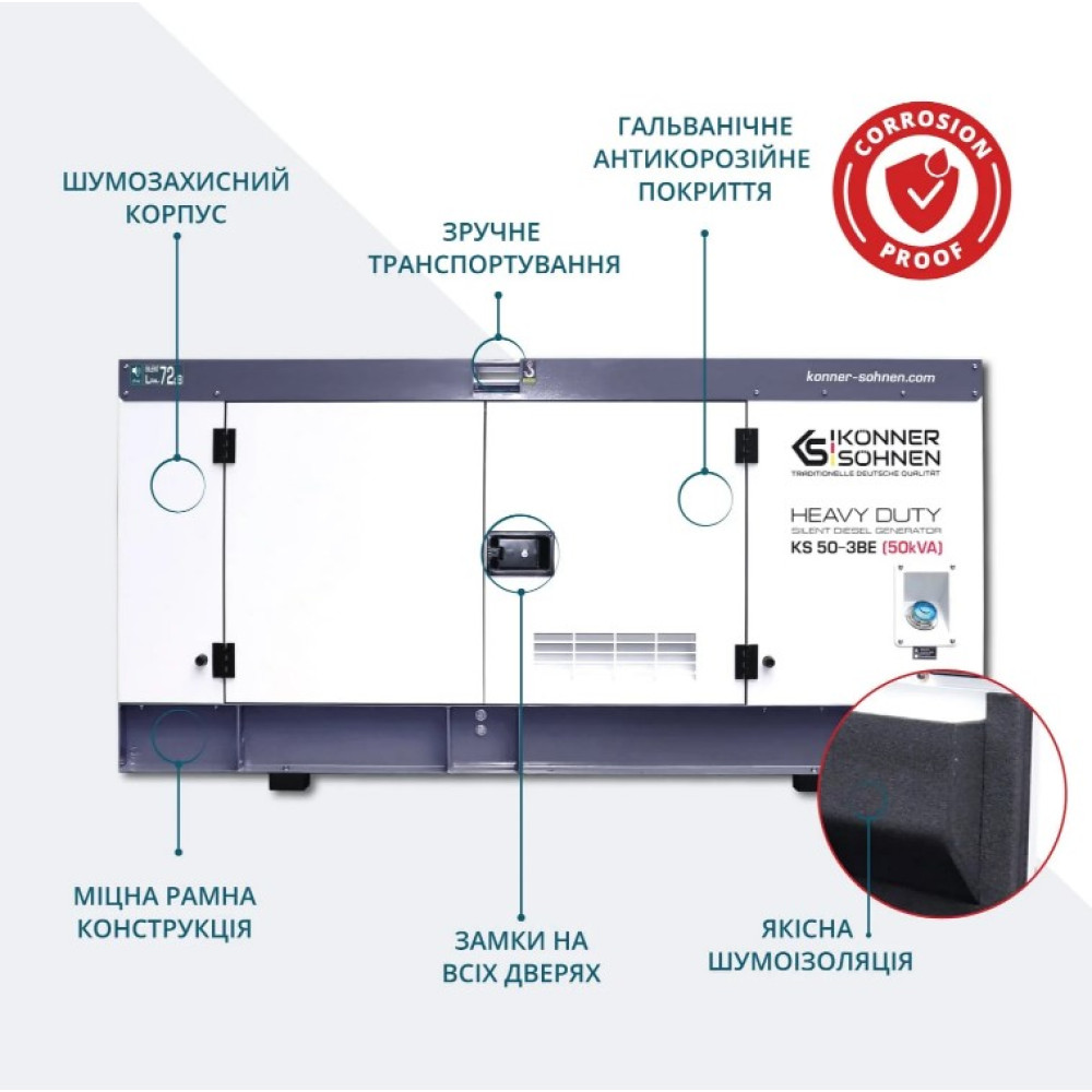 Генератор дизельный Konner&Sohnen 45/50 кВт KS 50-3BE