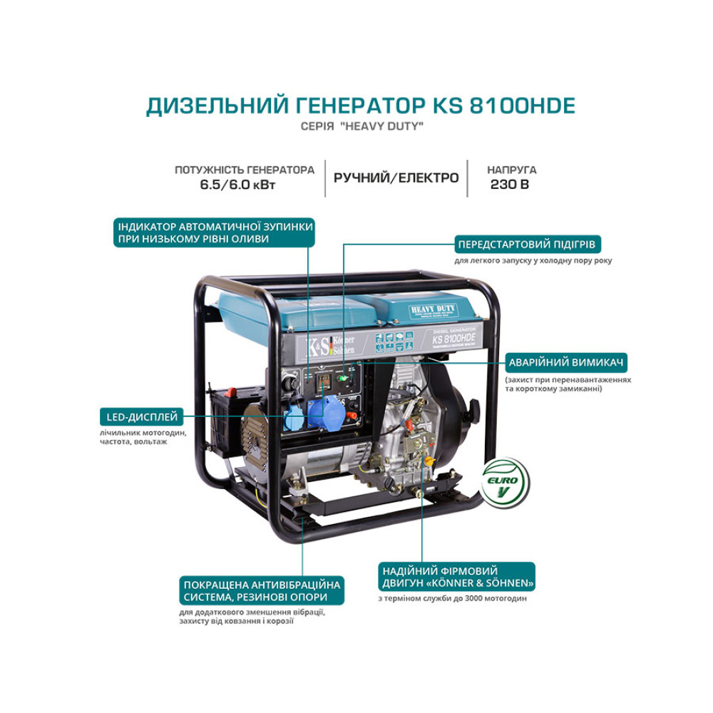 Генератор дизельный Konner&Sohnen 6/6.5 кВт KS 8100HDE