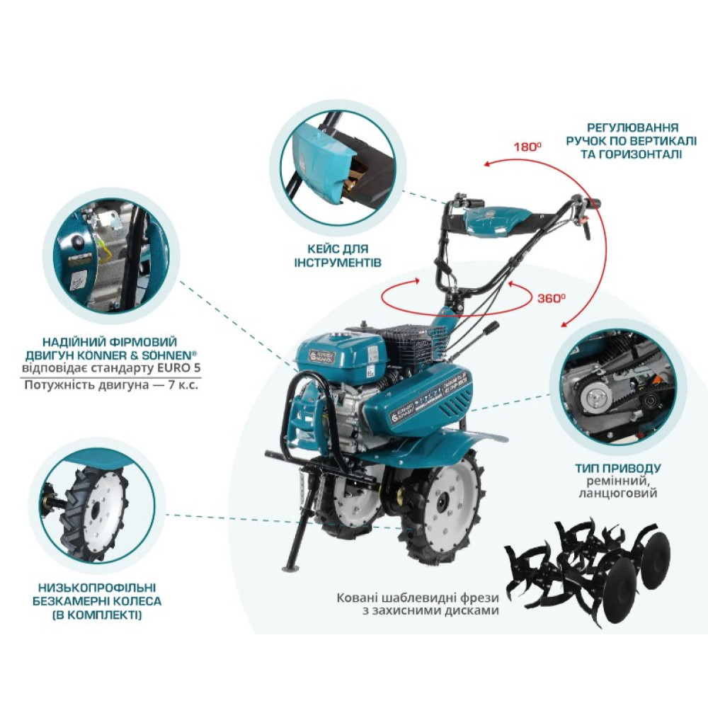 Бензиновый культиватор Konner&Sohnen KS 7HP-950S